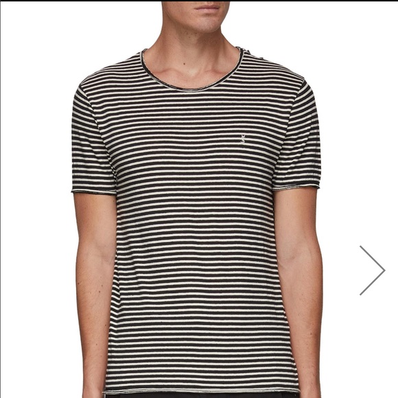 SAINT LAURENT STRIPE LINEN COTTON T-SHIRT - Picture 2 of 10